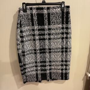 Express Black & White Plaid High Waisted Midi Pencil Skirt Size Small